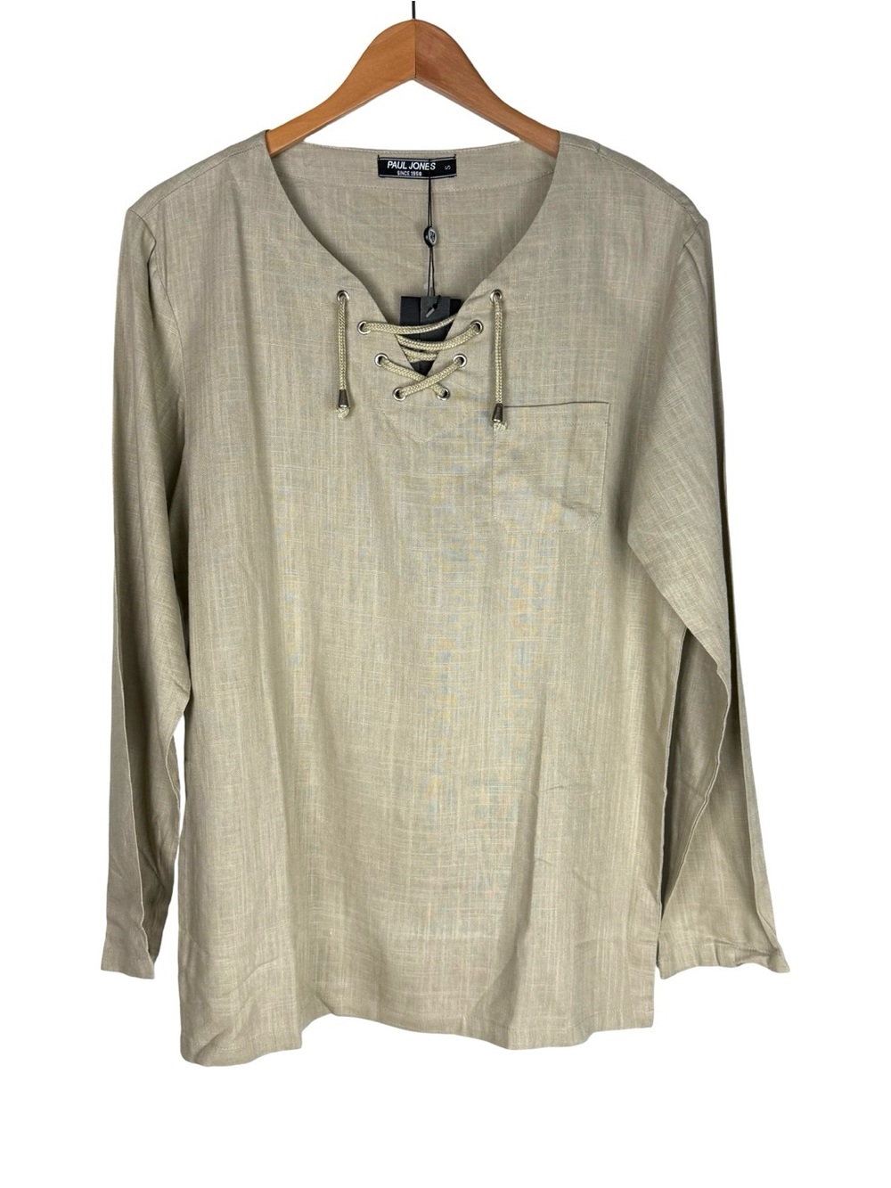 PJ Paul Jones Linen Blend Long Sleeve Shirt Beige Size S Men’s NWT